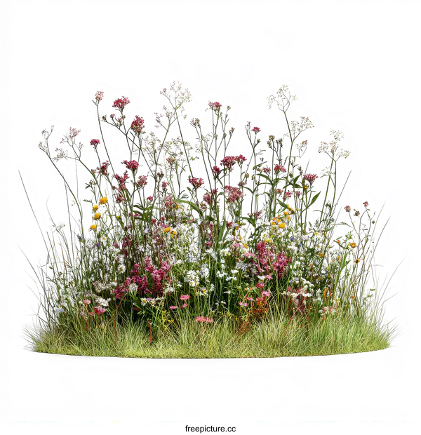 [Transparent Background PNG]Colorful Wildflower Meadow Illustration