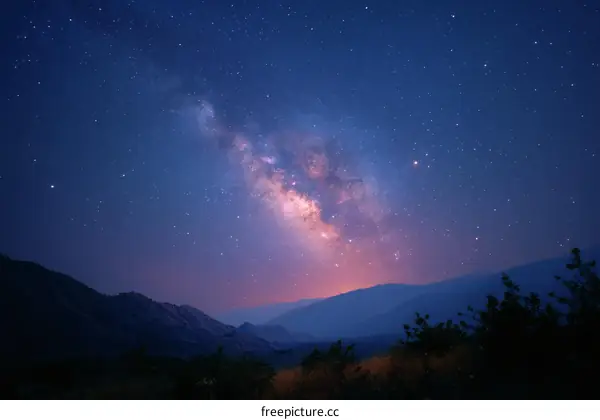 Milky Way over Mountain Range at Night