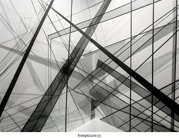 Abstract Black And White Lines Architecture Design Background