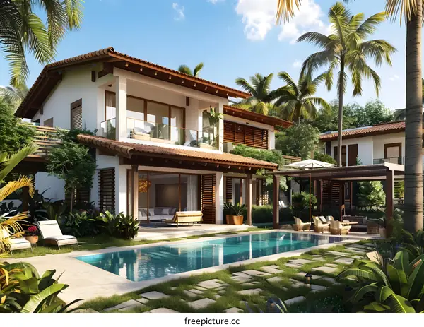 Tropical Villa with Private Pool and Lush Gardens