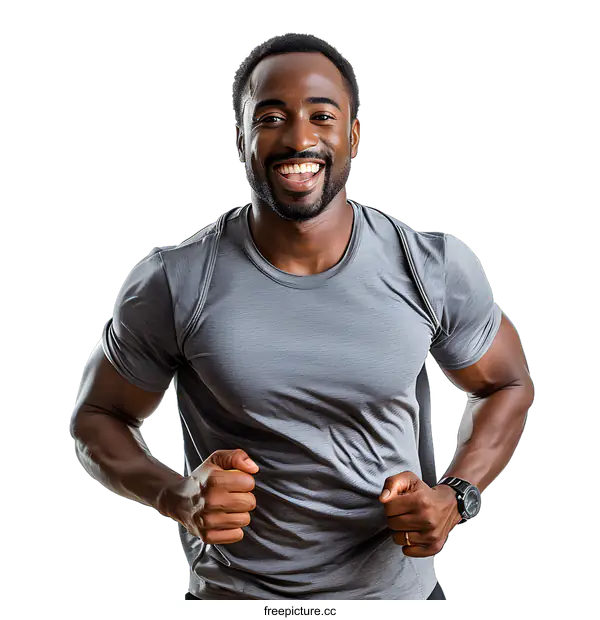 [Transparent Background PNG]Portrait of a Fit and Happy African American Man