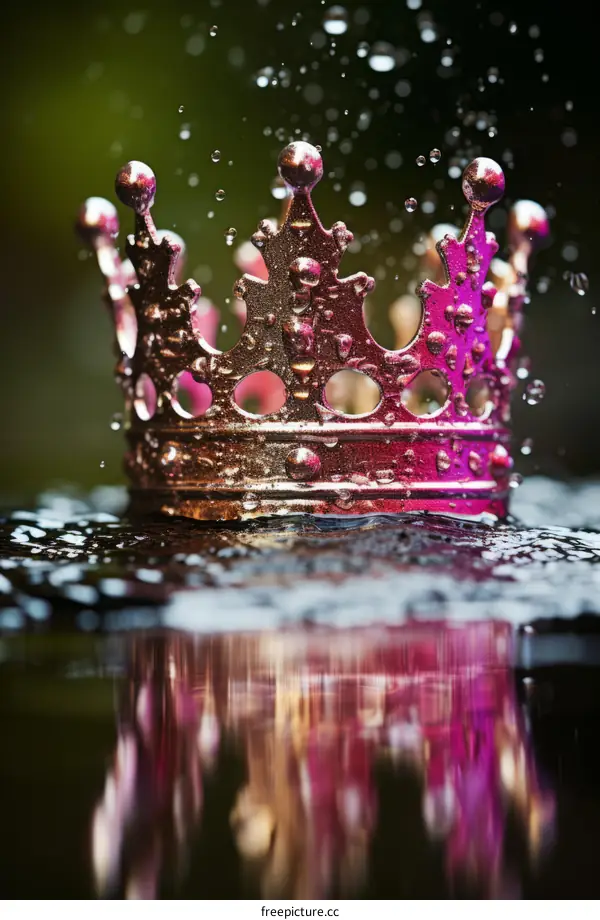 Water droplets on a golden crown