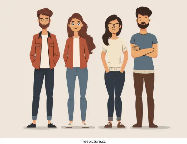 Four people standing together