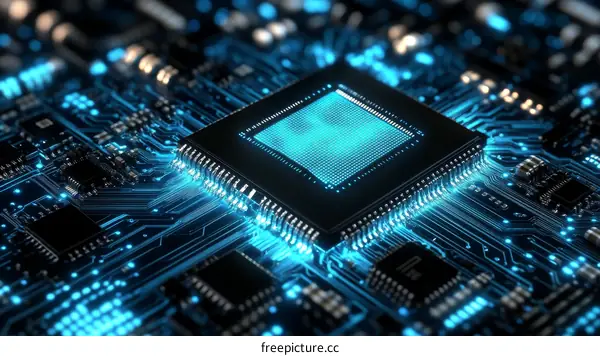 High-Tech Computer Microprocessor Circuit Board