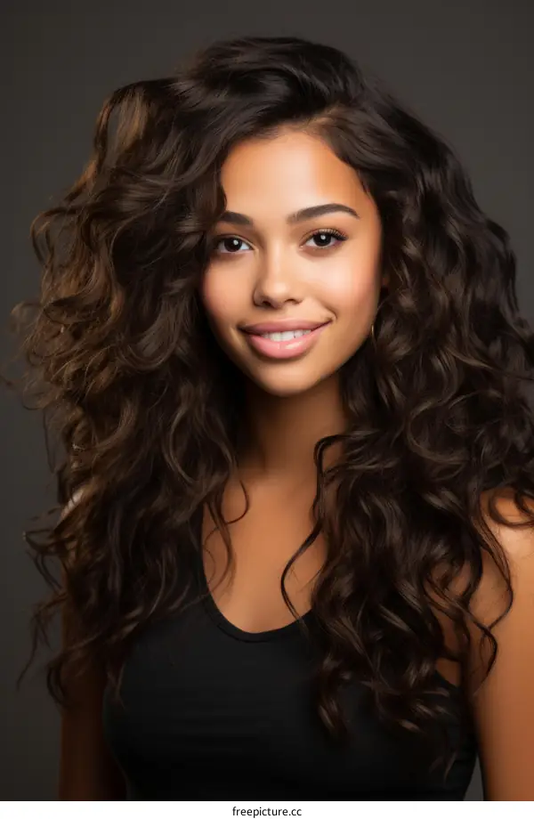 portrait of a beautiful young woman with long brown hair