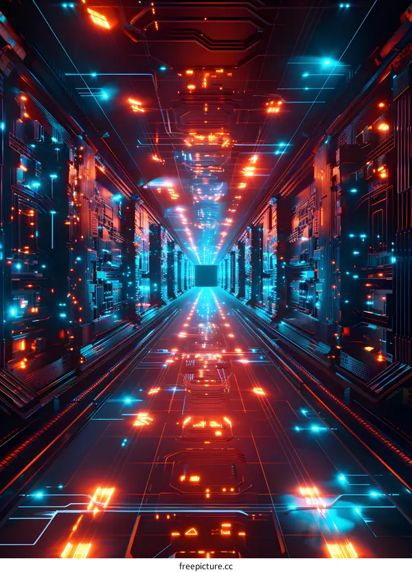 Neon Circuit Board Tunnel