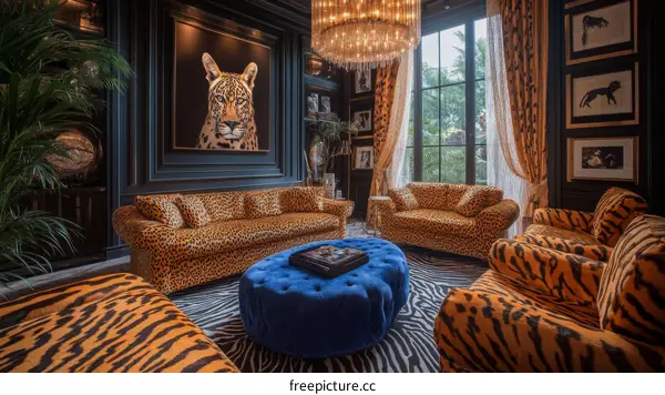 Luxury Leopard and Tiger Print Living Room Interior Design
