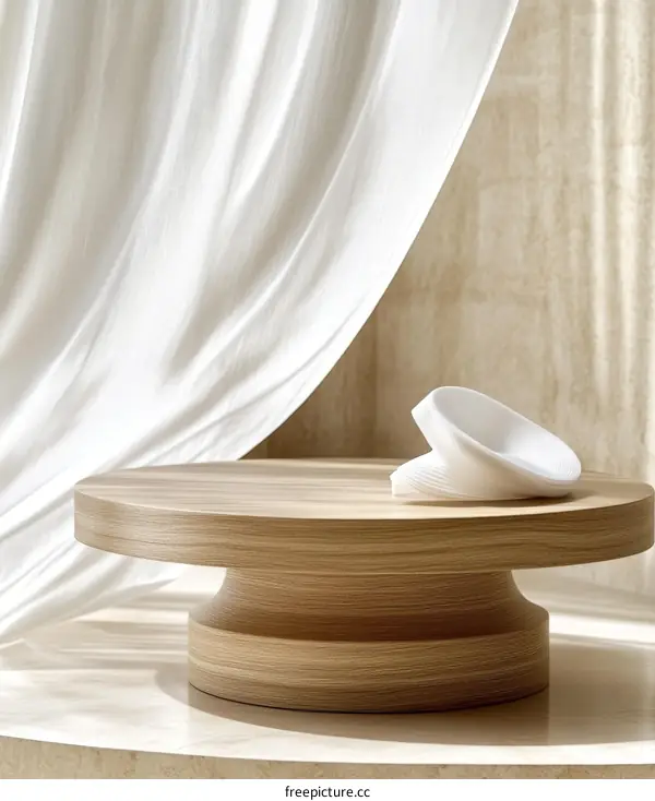 Modern Wooden Coffee Table with Abstract Ornament