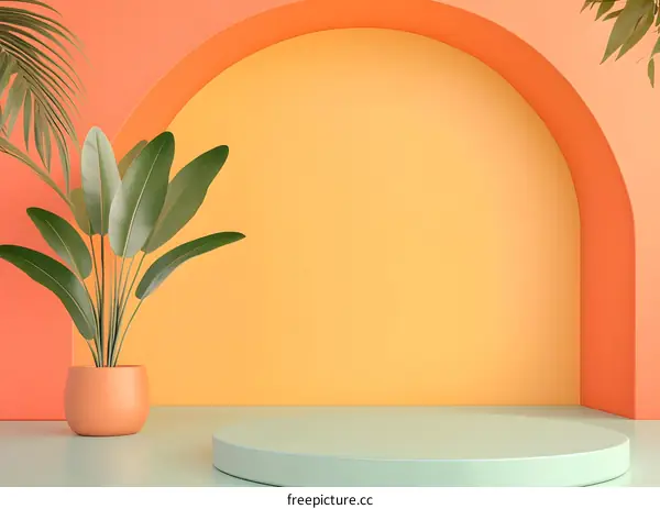 Minimalist Product Display With Tropical Plants