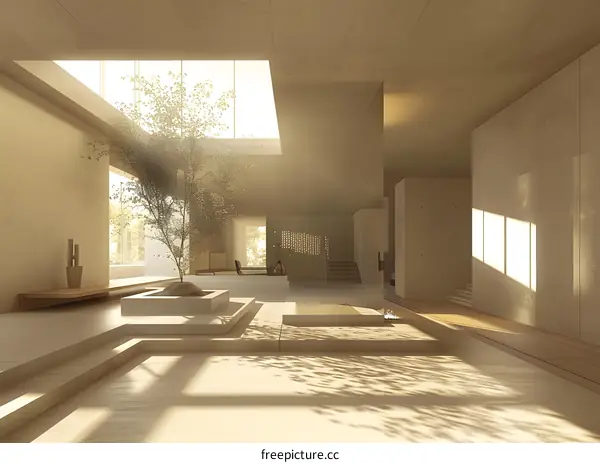 Minimalist Interior Design with Skylight and Natural Light
