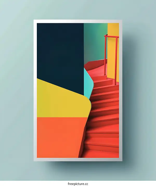 Abstract Geometric Staircase Poster Design