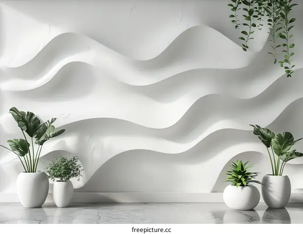 Modern Minimalist White Wall Decor with Plants