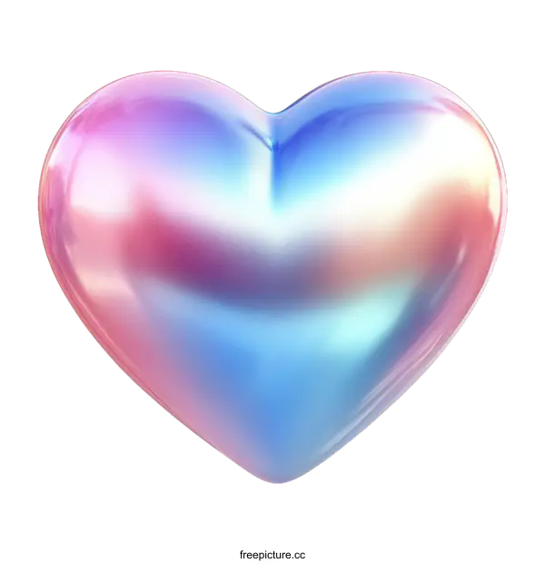 [Transparent Background PNG]Abstract Holographic Heart Shape Illustration