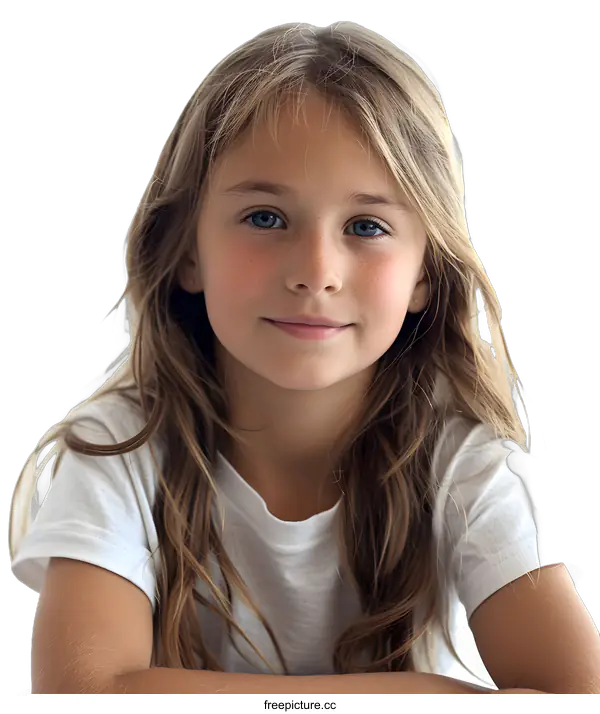 [Transparent Background PNG]Portrait of a cute smiling girl with freckles and blue eyes