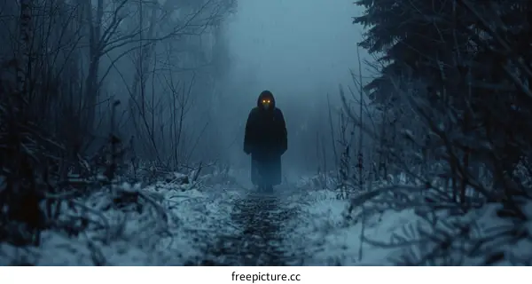 Glowing Eyes In The Dark Scary Figure In The Woods