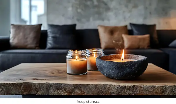 Cozy Living Room Scene with Candles