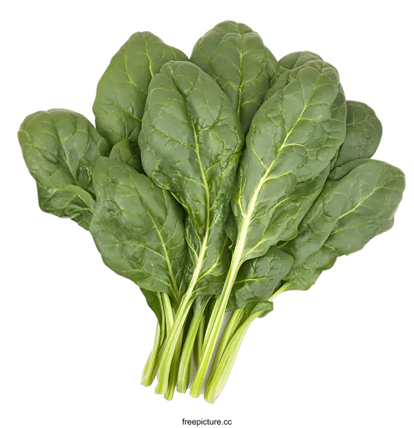 [Transparent Background PNG]Fresh Green Spinach Leaves Isolated on White Background