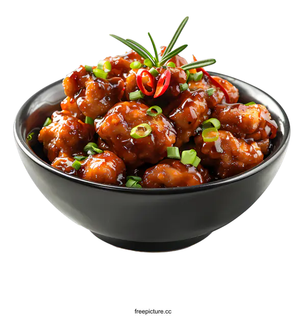 [Transparent Background PNG]Sweet and Sour Chicken in a Bowl