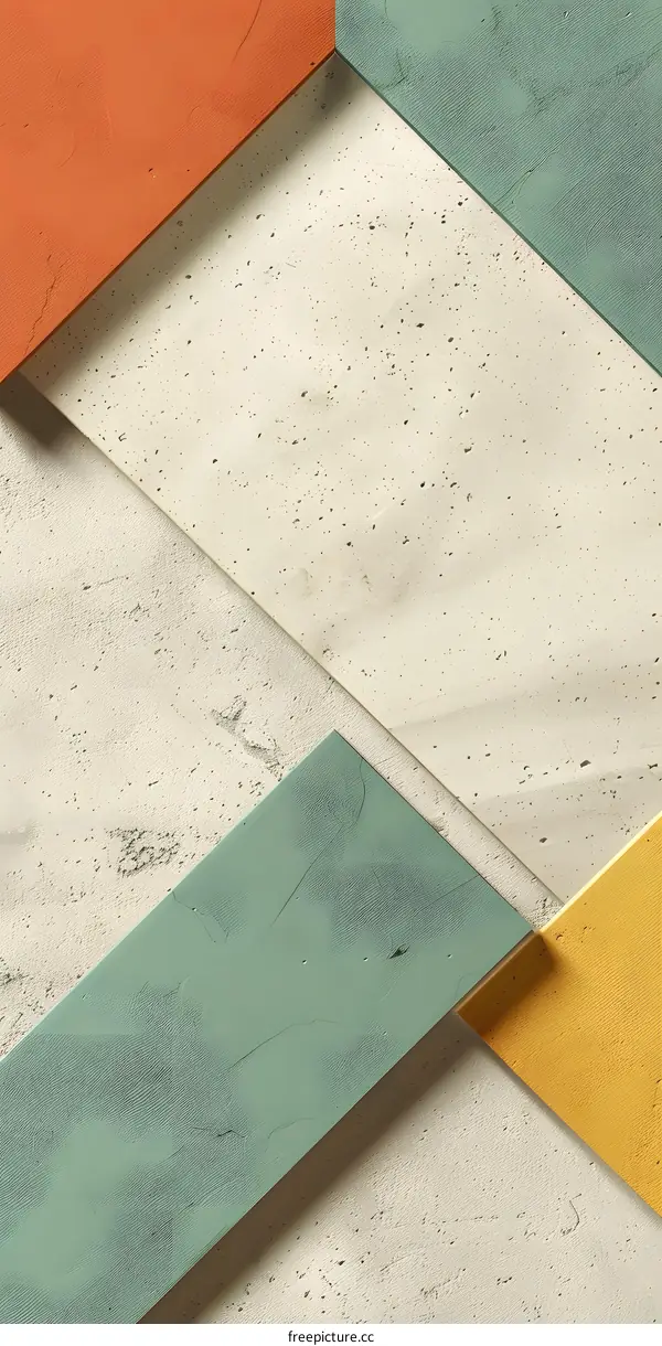 Abstract Geometric Pattern with Colorful Shapes on Beige Background