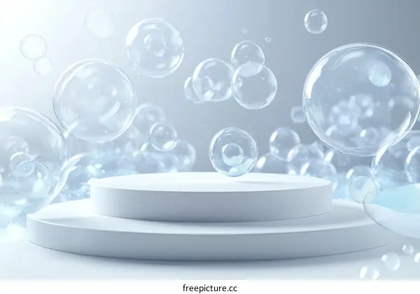 Abstract Soap Bubbles Display Podium