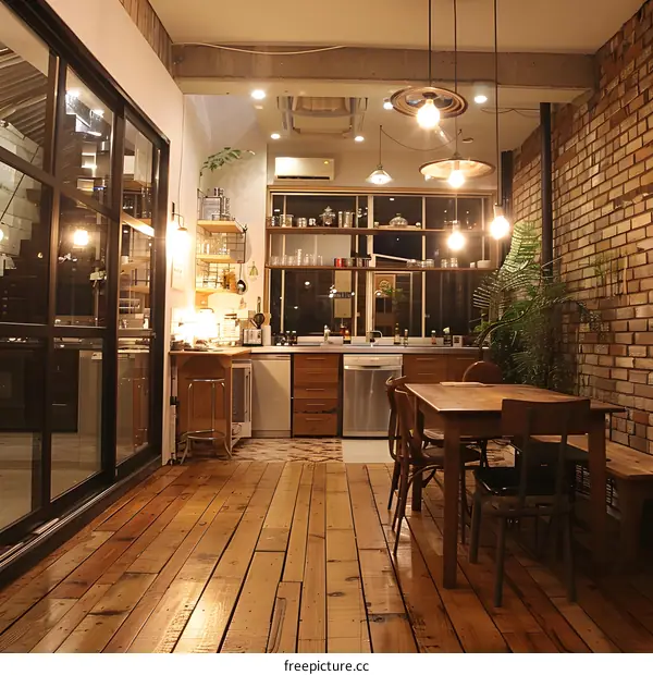 retro style kitchen and dining room