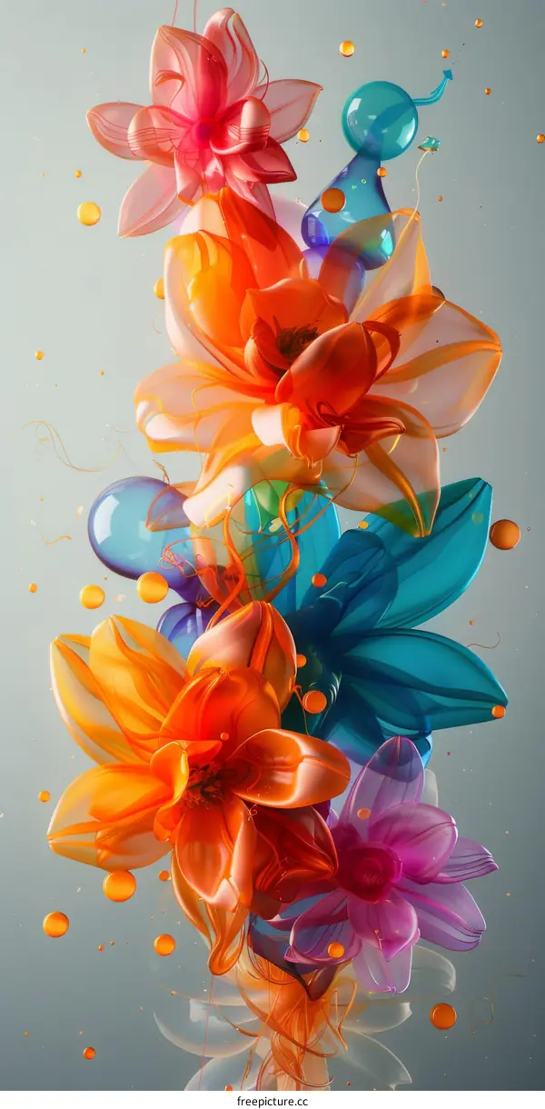 3D rendering of colorful flowers