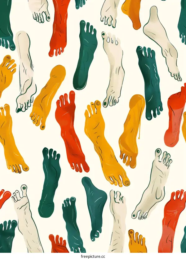 Colorful Feet Seamless Pattern - Vibrant Foot Design