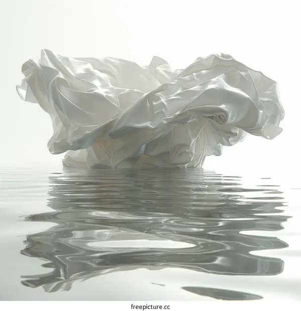 White fabric floating on water surface