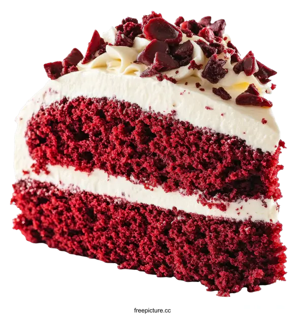 [Transparent Background PNG]Delicious Red Velvet Cake Slice Close Up
