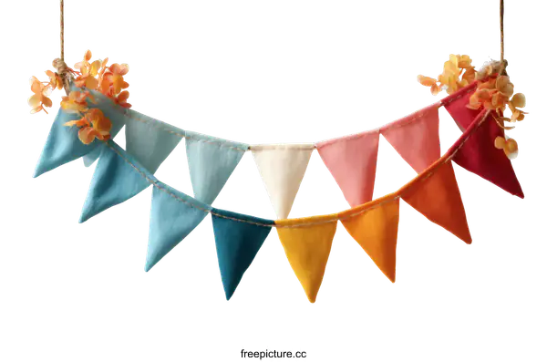 [Transparent Background PNG]Colorful Triangular Bunting Garland Decoration