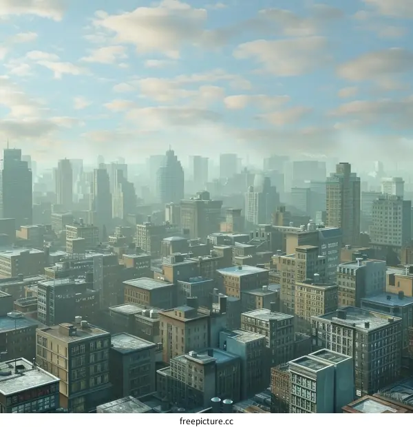 A modern metropolis with numerous skyscrapers