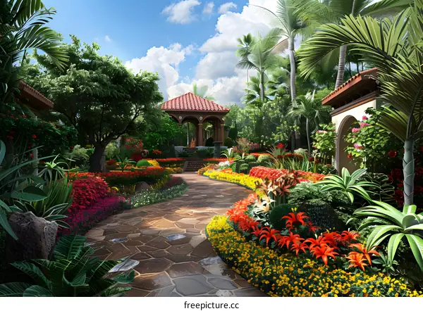 Colorful garden path
