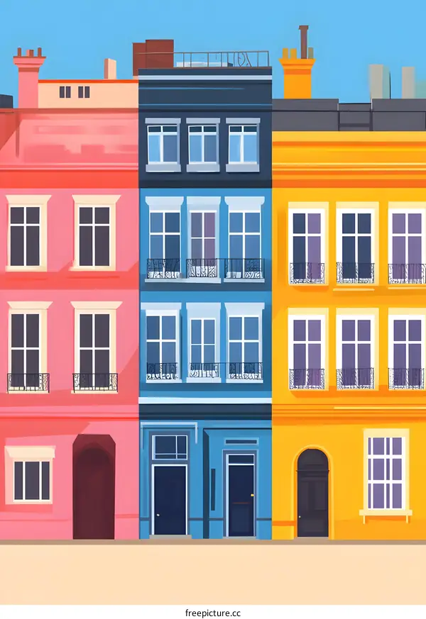 Colorful Building Facade With Windows and Doors