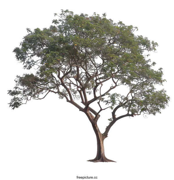 [Transparent Background PNG]Isolated Tree with Lush Green Leaves and Brown Branches