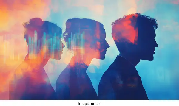 Abstract Silhouette Portrait of Two People