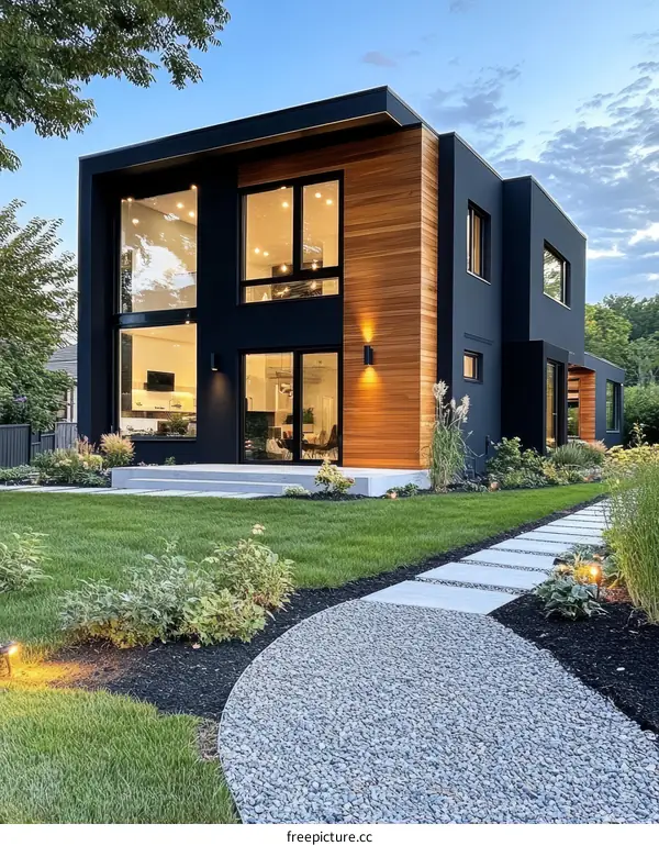 Modern House Exterior with Landscaping