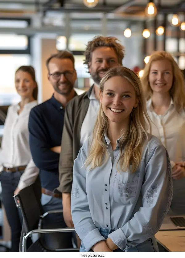 portrait of a group of business people smiling at the camera
