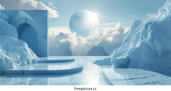Abstract Ice Planet Landscape Scene Design