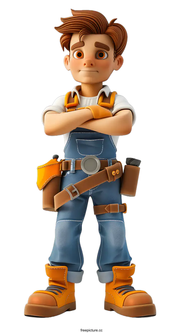 [Transparent Background PNG]builder wearing tool belt
