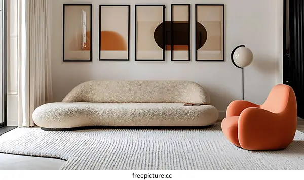 Modern Living Room with Abstract Art and Cozy Furniture