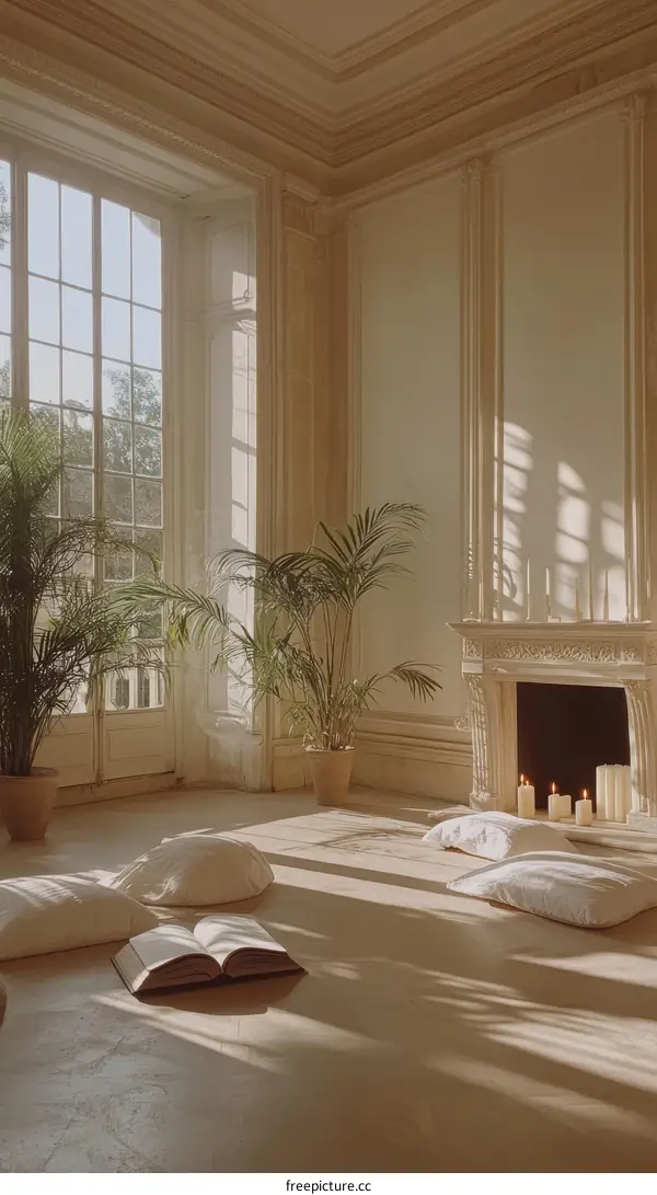 Elegant Beige Interior with Sunlight and Cushions