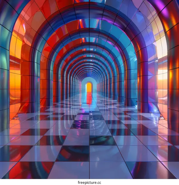 Colorful Futuristic Architectural Tunnel