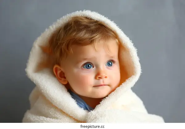 Adorable Baby Wrapped in a Soft Towel