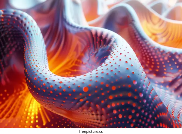 Abstract 3D Fluid Shape with Glowing Core