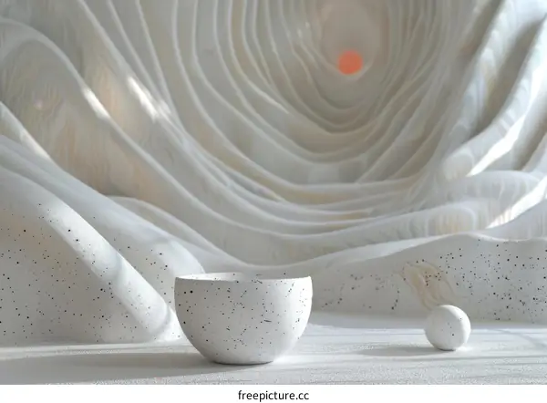 Abstract White Design with Bowl and Sphere
