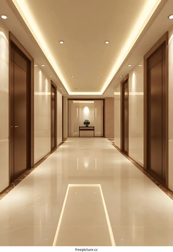 Modern Minimalist Hotel Lobby Interior Design With Wooden Doors