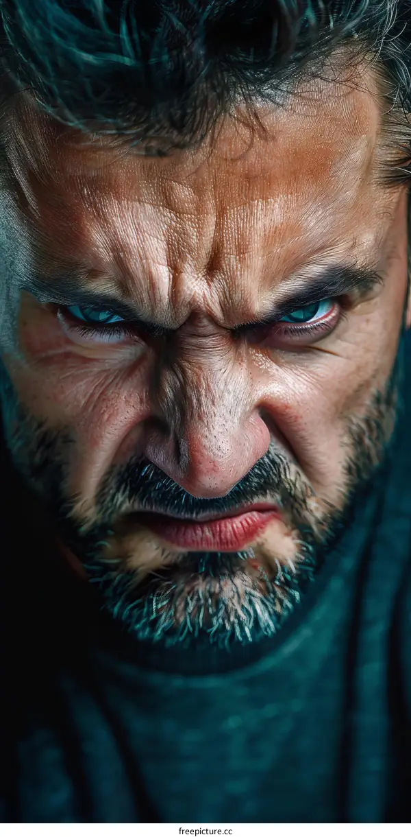 Close Up Portrait of an Angry Man