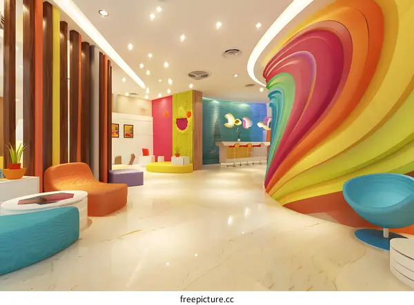 Colorful Rainbow Wall Interior Design