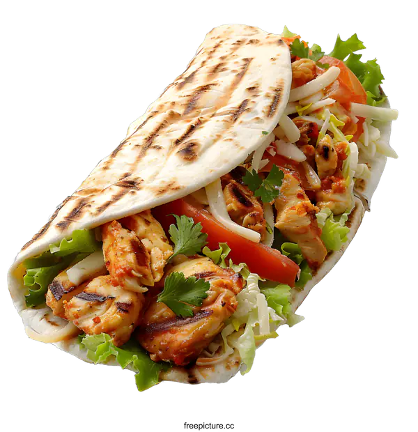 [Transparent Background PNG]Grilled Chicken Wrap with Vegetables
