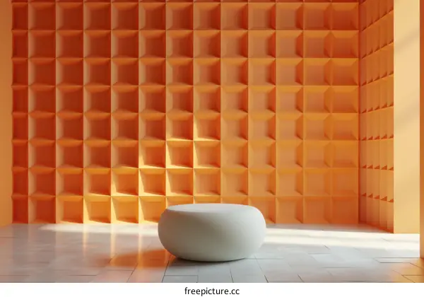 Modern Geometric Orange Wall Interior Design